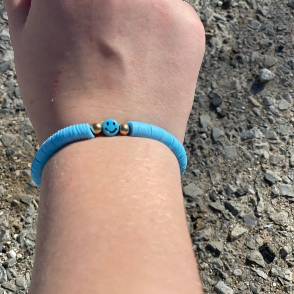 Blue Smiley Face Kids Bracelet